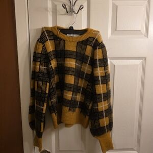 Plaid Yellow and Black Sweater